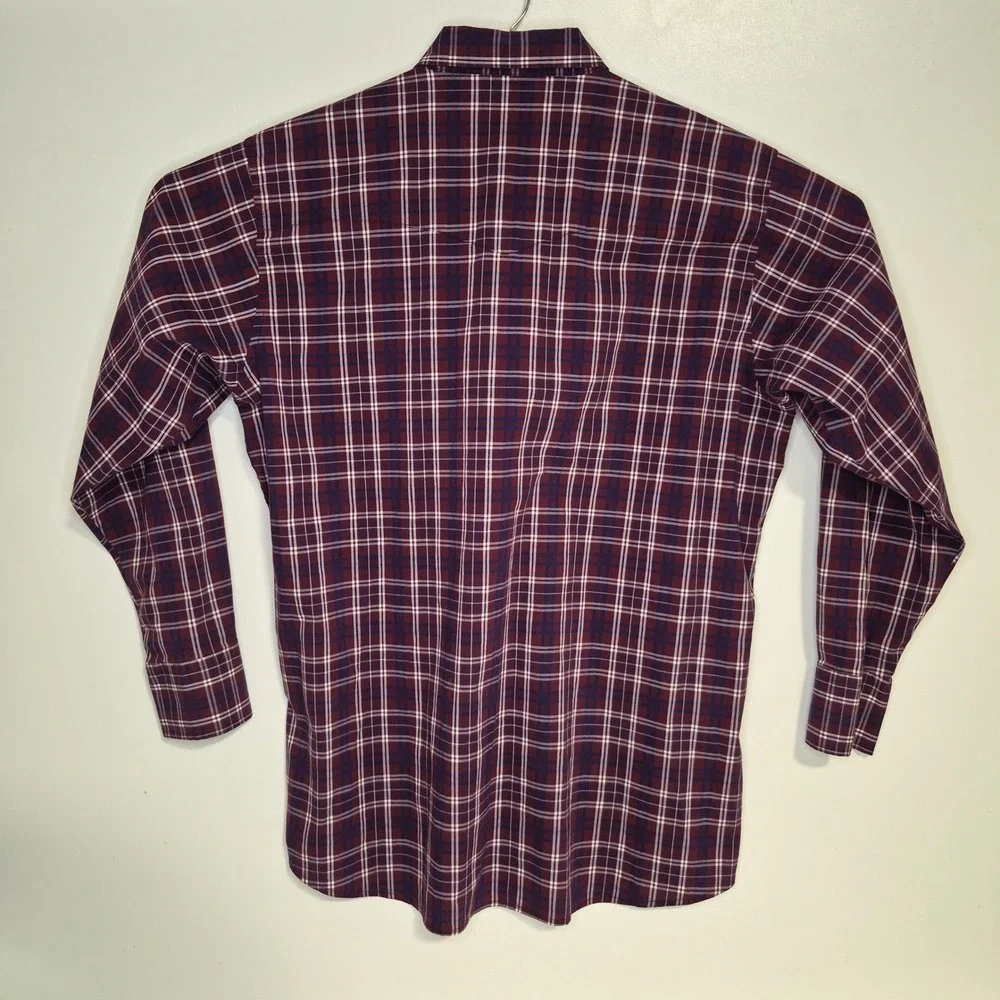 Wrangler Western Shirt Mens‎ 2XLT Burgundy Plaid Pearl Snap Long Sleeve Cowboy